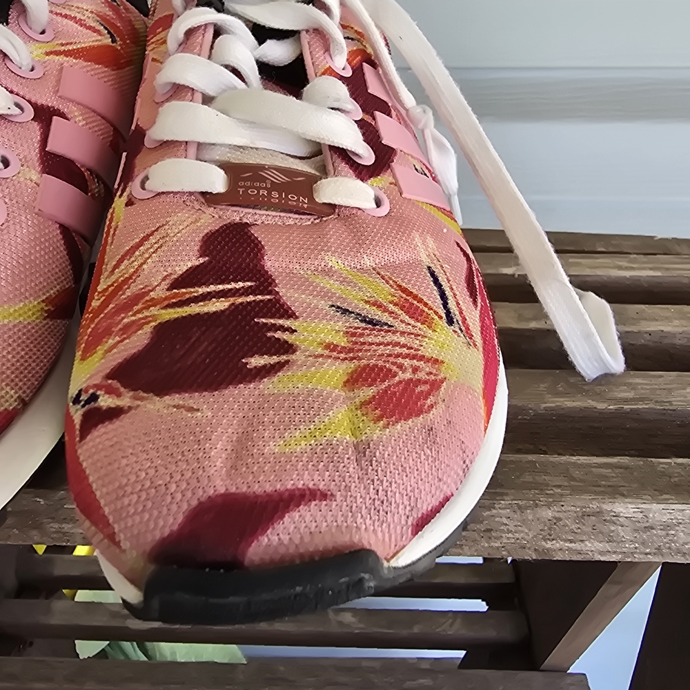 Adidas ZX Flux Print Mens Size 7 Pink White Athletic Running Shoes Sneakers - Picture 14 of 16